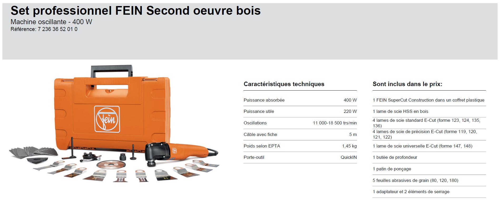 fein set professionnel Second oeuvre bois